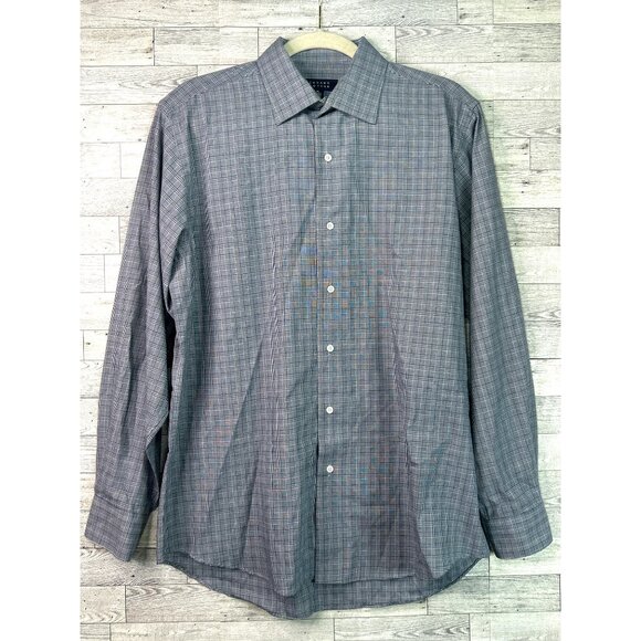 Bergamo‎ New York Men's size Medium  Plaid Long Sleeve Button-Down Shirt 15-15.5 - Picture 1 of 9